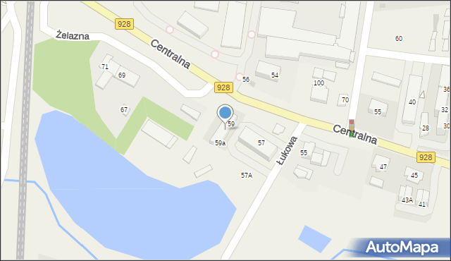 Kobiór, Centralna, 59b, mapa Kobiór