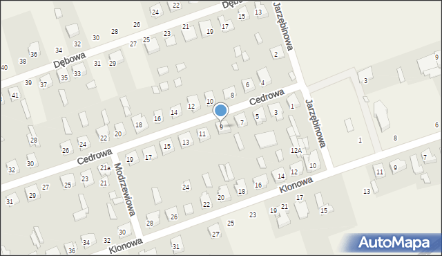 Kobylec, Cedrowa, 9, mapa Kobylec