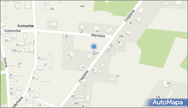 Komorów, Ceglana, 15, mapa Komorów