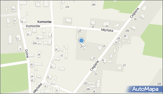 Komorów, Ceglana, 17, mapa Komorów