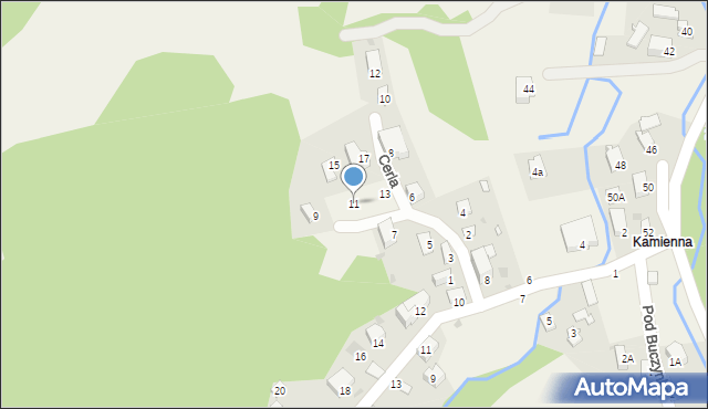 Korbielów, Cerla, 11, mapa Korbielów