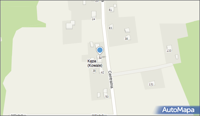 Kowale, Centralna, 34, mapa Kowale