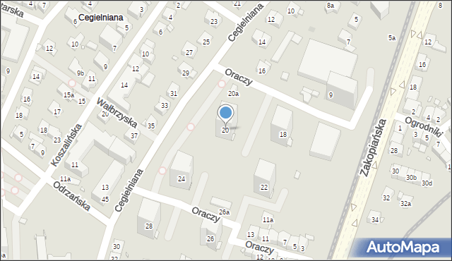 Kraków, Cegielniana, 20, mapa Krakowa