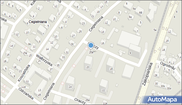 Kraków, Cegielniana, 20a, mapa Krakowa