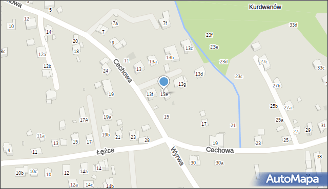 Kraków, Cechowa, 13e, mapa Krakowa