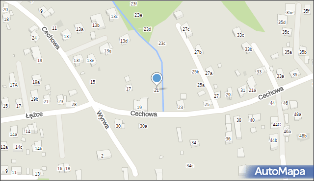 Kraków, Cechowa, 21, mapa Krakowa