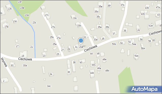 Kraków, Cechowa, 21a, mapa Krakowa