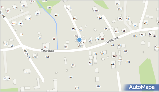 Kraków, Cechowa, 25, mapa Krakowa