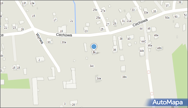 Kraków, Cechowa, 34b, mapa Krakowa