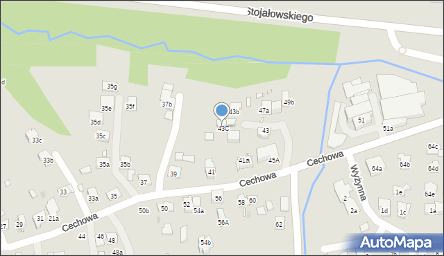 Kraków, Cechowa, 43C, mapa Krakowa