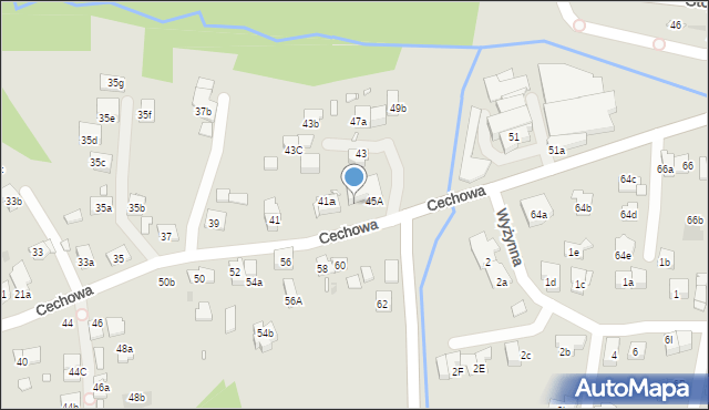 Kraków, Cechowa, 45B, mapa Krakowa