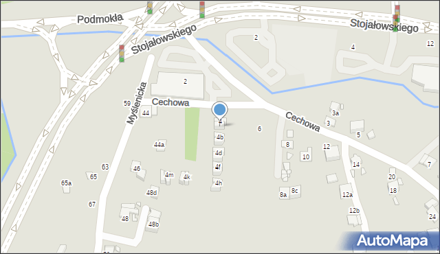 Kraków, Cechowa, 4a, mapa Krakowa