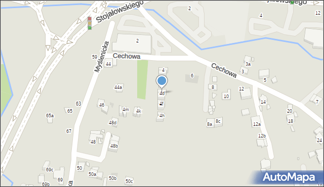 Kraków, Cechowa, 4d, mapa Krakowa