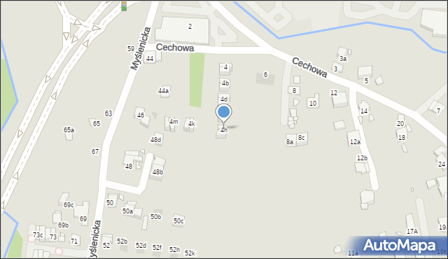 Kraków, Cechowa, 4h, mapa Krakowa