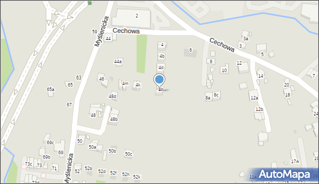 Kraków, Cechowa, 4j, mapa Krakowa