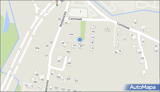 Kraków, Cechowa, 4l, mapa Krakowa