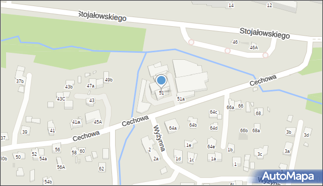 Kraków, Cechowa, 51, mapa Krakowa