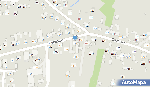 Kraków, Cechowa, 108, mapa Krakowa