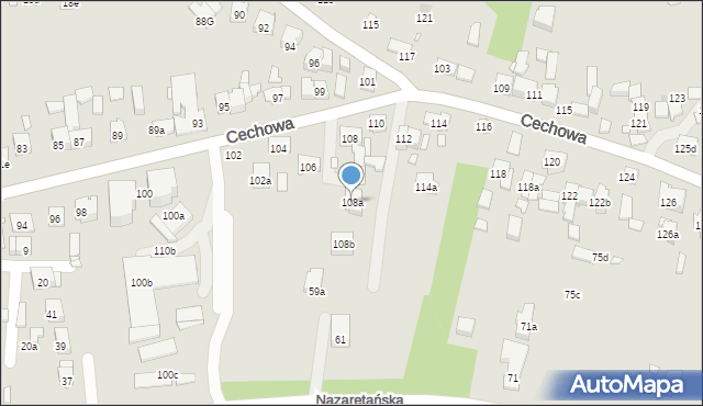 Kraków, Cechowa, 108a, mapa Krakowa