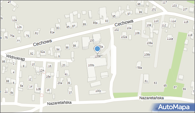 Kraków, Cechowa, 110b, mapa Krakowa