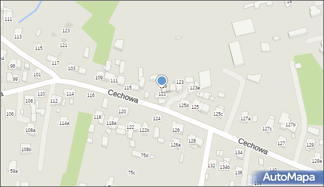 Kraków, Cechowa, 121, mapa Krakowa