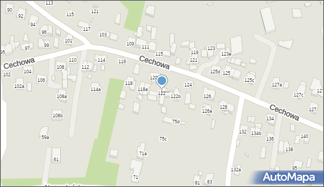 Kraków, Cechowa, 122, mapa Krakowa