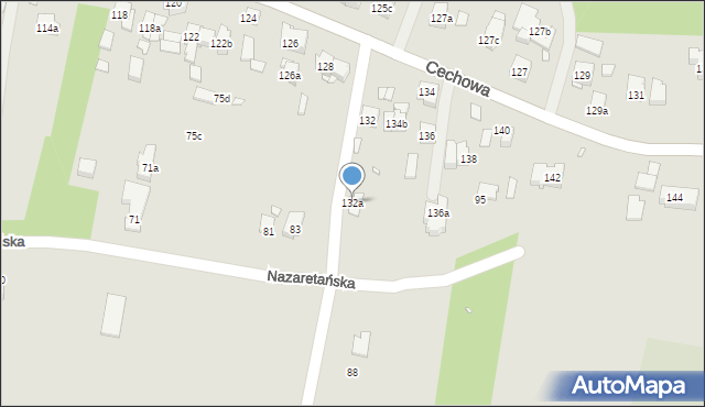 Kraków, Cechowa, 132a, mapa Krakowa