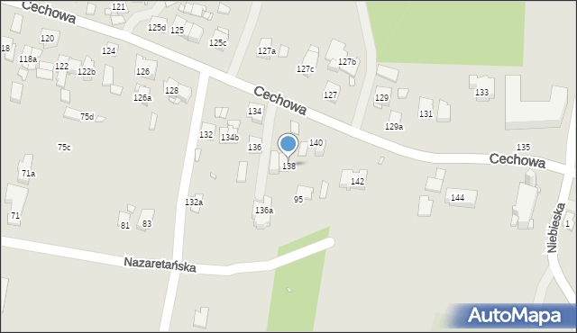 Kraków, Cechowa, 138, mapa Krakowa