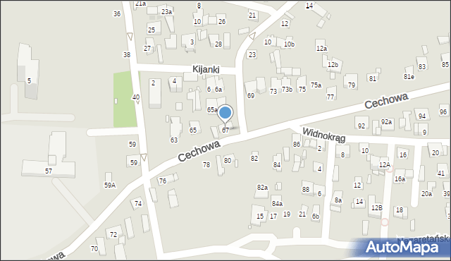 Kraków, Cechowa, 67, mapa Krakowa