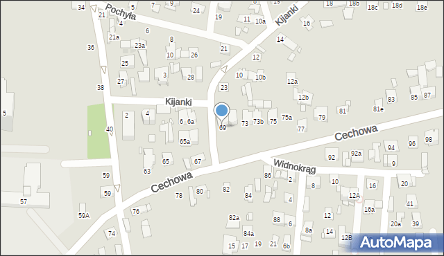 Kraków, Cechowa, 69, mapa Krakowa