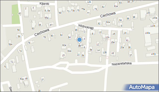 Kraków, Cechowa, 88, mapa Krakowa