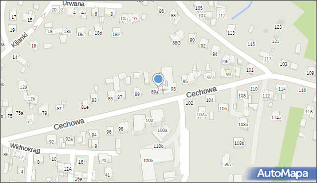 Kraków, Cechowa, 91, mapa Krakowa