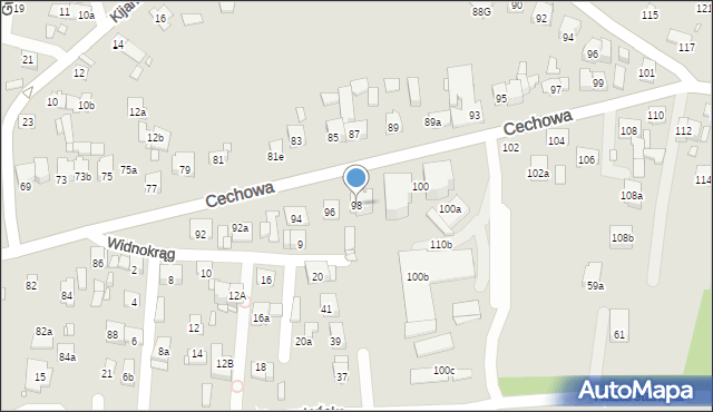 Kraków, Cechowa, 98, mapa Krakowa