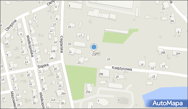 Krotoszyn, Ceglarska, 21a, mapa Krotoszyna