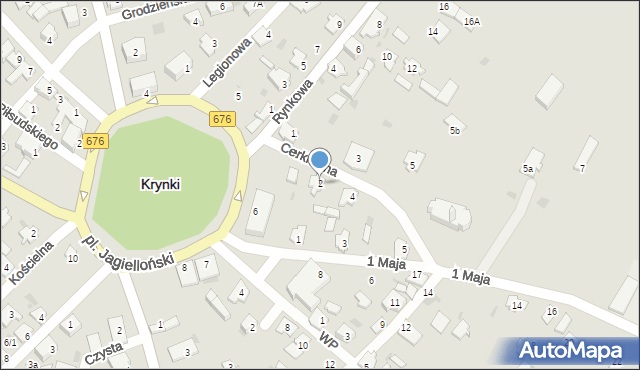 Krynki, Cerkiewna, 2, mapa Krynki