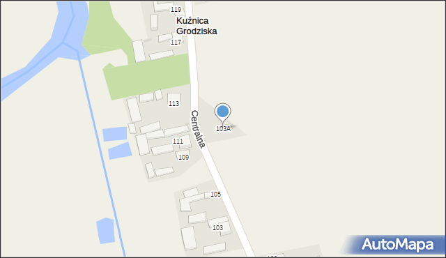 Kuźnica Grodziska, Centralna, 103A, mapa Kuźnica Grodziska