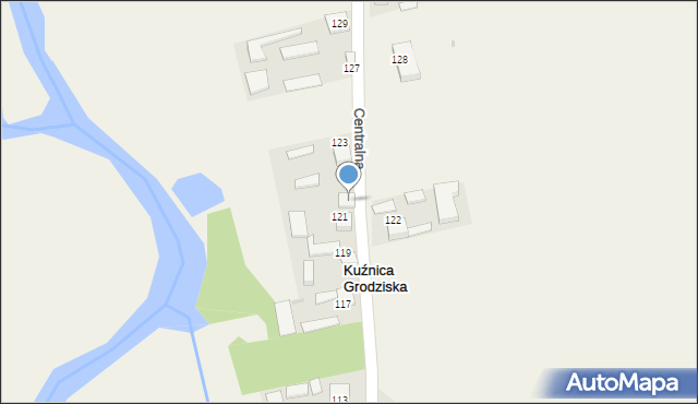 Kuźnica Grodziska, Centralna, 121A, mapa Kuźnica Grodziska