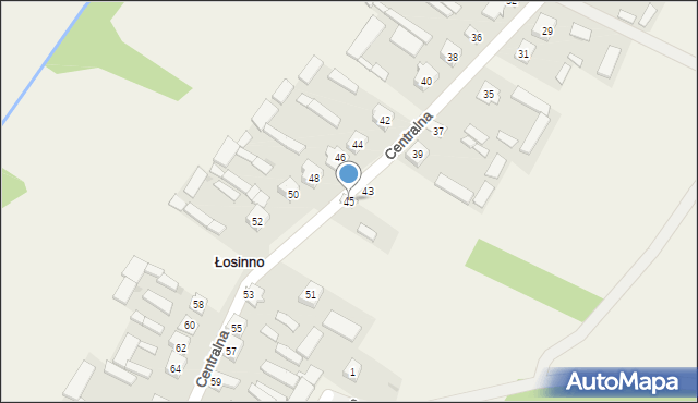 Łosinno, Centralna, 45, mapa Łosinno