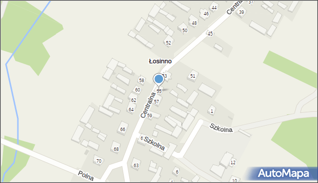Łosinno, Centralna, 55, mapa Łosinno