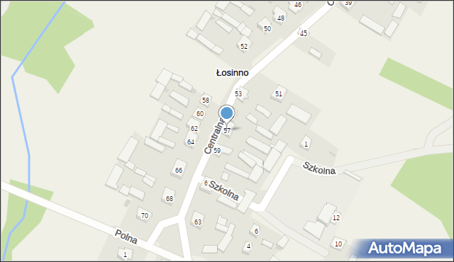 Łosinno, Centralna, 57, mapa Łosinno