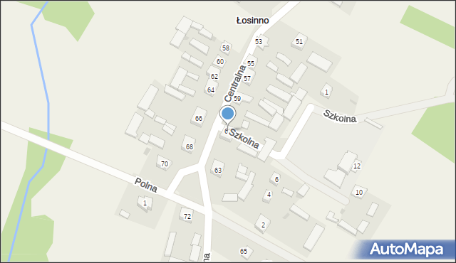 Łosinno, Centralna, 61, mapa Łosinno