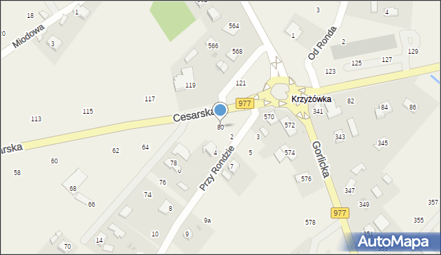 Moszczenica, Cesarska, 80, mapa Moszczenica