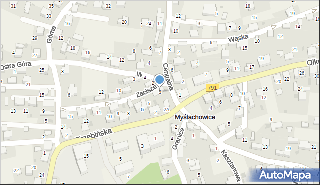 Myślachowice, Centralna, 3, mapa Myślachowice