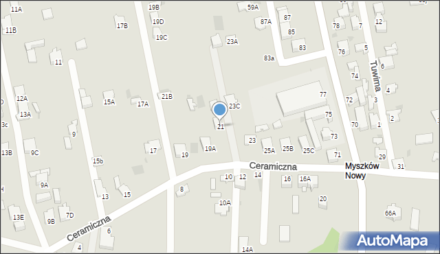 Myszków, Ceramiczna, 21, mapa Myszków