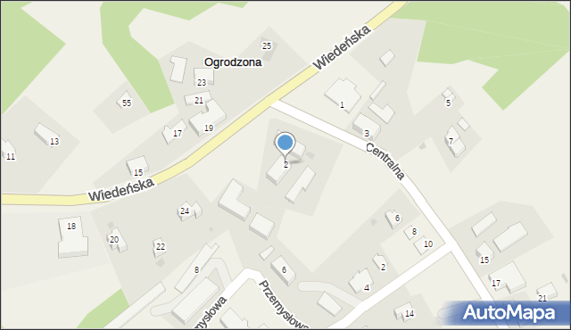 Ogrodzona, Centralna, 2, mapa Ogrodzona