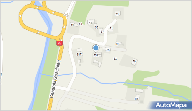 Okocim, Cesarski Gościniec, 75A, mapa Okocim