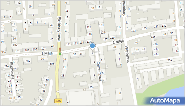 Opole, Cementowa, 2, mapa Opola