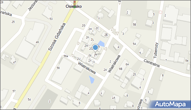 Osielsko, Centralna, 2T, mapa Osielsko
