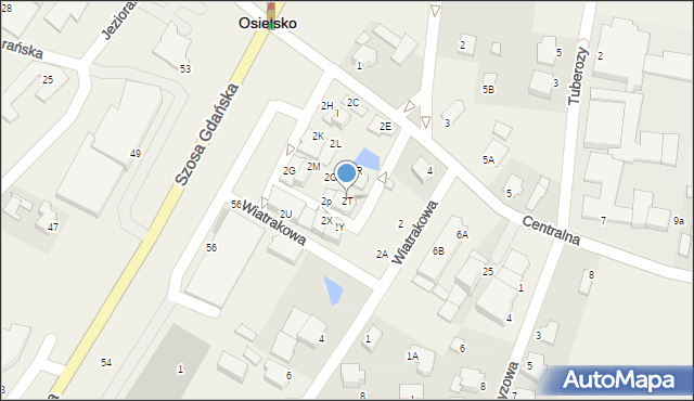 Osielsko, Centralna, 2T, mapa Osielsko