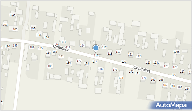 Osiny, Centralna, 116, mapa Osiny